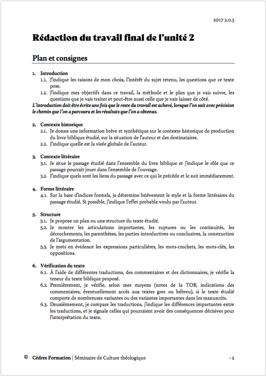 2.0.3 Rédaction du travail final